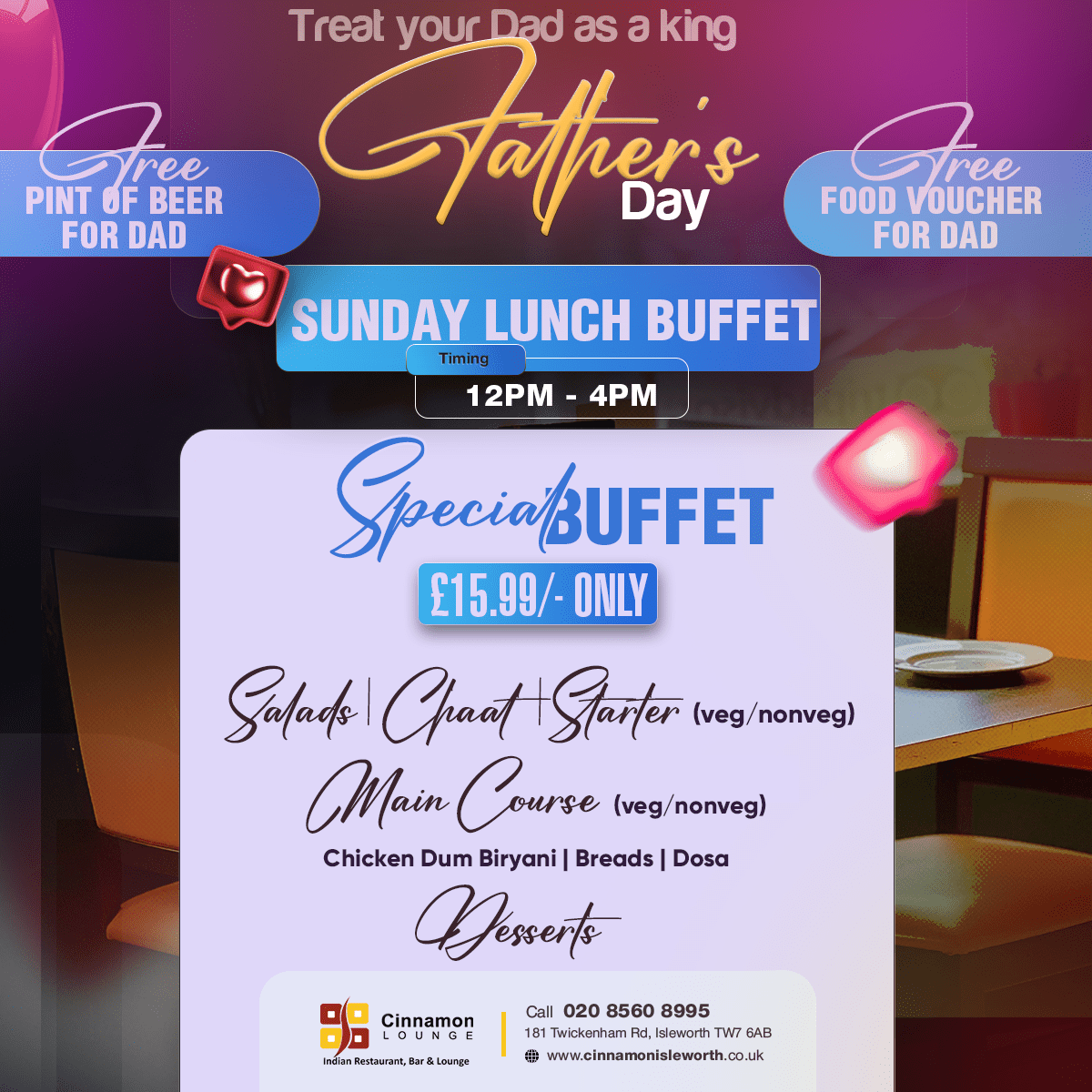 Cinnamon Lounge Indian Restaurant, Bar and Lounge