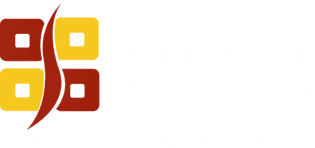 Cinnamon Lounge Indian Restaurant logo with four square tiles and white brand lettering.